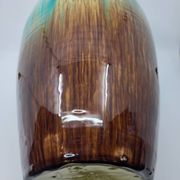 Accolay vase signed J C in brown and blue ceramic, France, vintage design 1960.