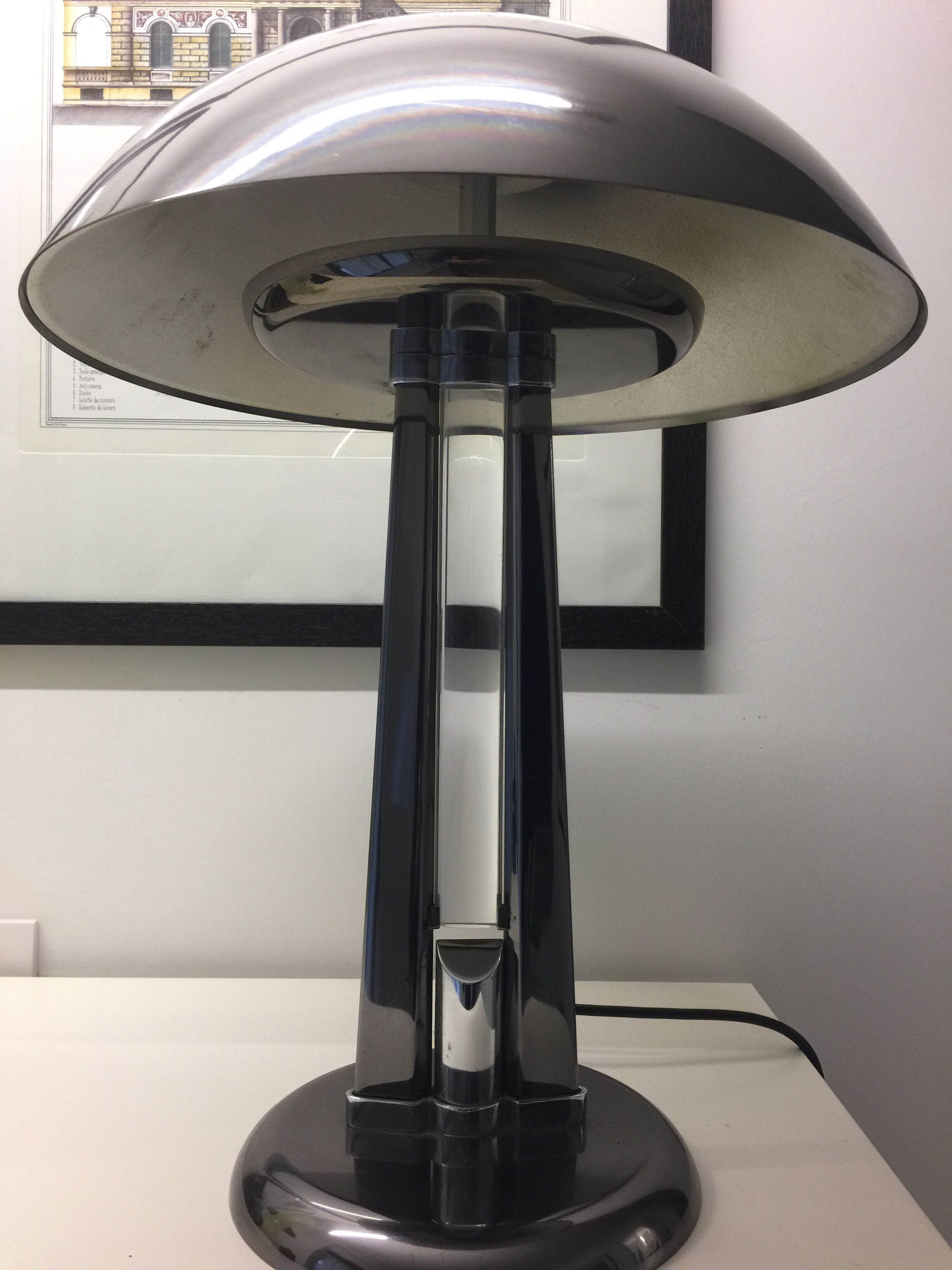 Rare Signed Italian vintage table lamp by Oscar Torlasco for Stilkronen. 1970s