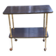 Brown rosewood rolling table with gold legs