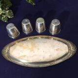 Tray and 4 brass timpani