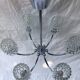 6-branched chrome chandelier & glass lampshades