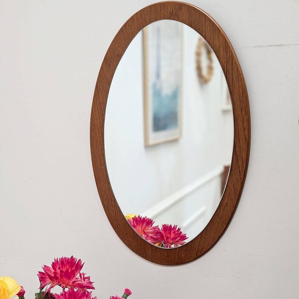 Scandinavian oval mirror in teak – 1960s
