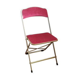 Pink velvet folding chair