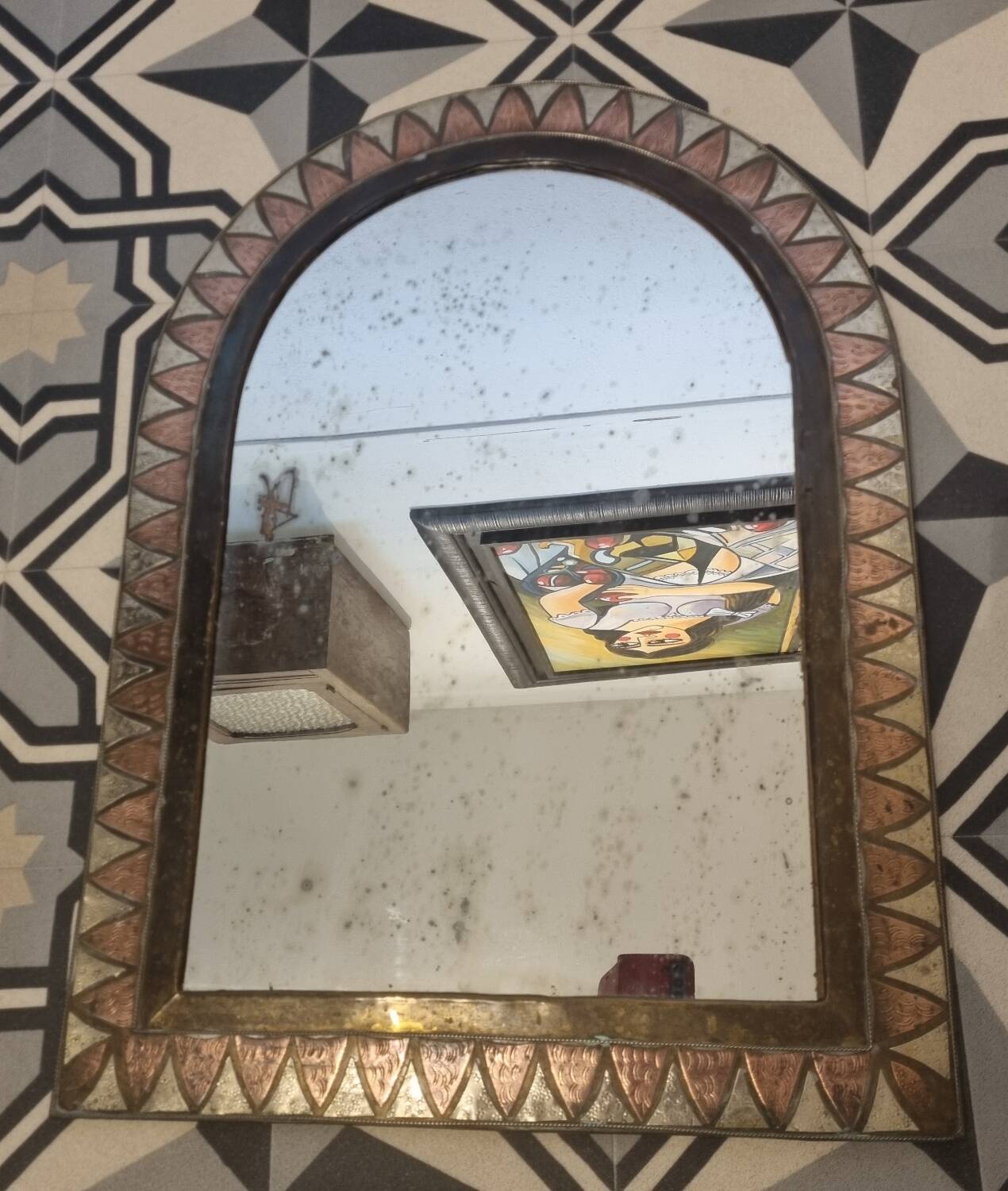 Copper mirror, Morocco from 1970 (59x43cm)