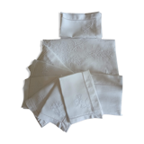 Tablecloth and old towels in embroidered linen