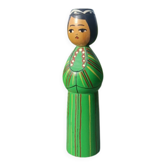 Decorative doll made of turned wood and hand-painted, made in 1987.