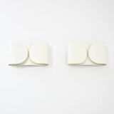 2 white "Foglio" wall lights by Tobia & Afra Scarpa for Flos, 1960s