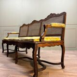 Bench Sofa In Cane Walnut From Regency Period XVIII Eme Century