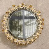 Lighted Floral mirror of Palwa 1975 diameter 50cm
