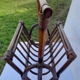 Vintage rattan magazine holder