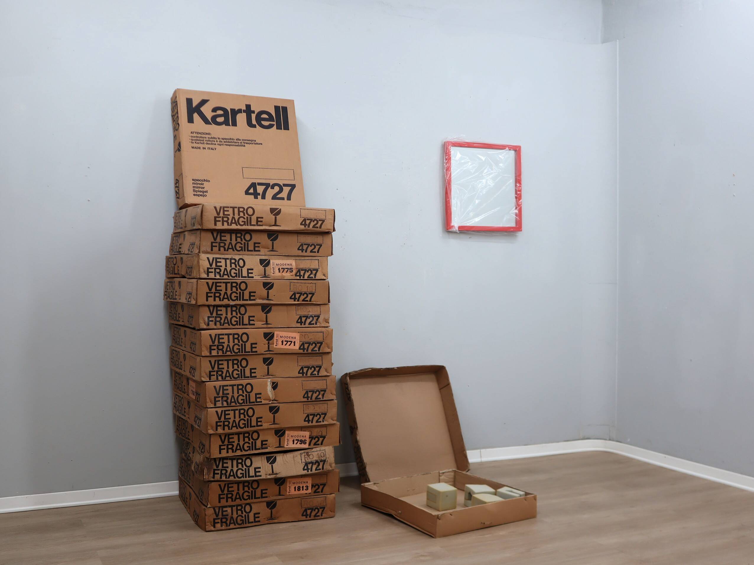 1970s Anna Castelli Ferrieri for Kartell Mod. 4727 Red Mirror