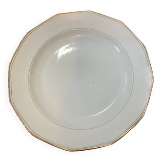 Large soup plate 27 cm white and gold