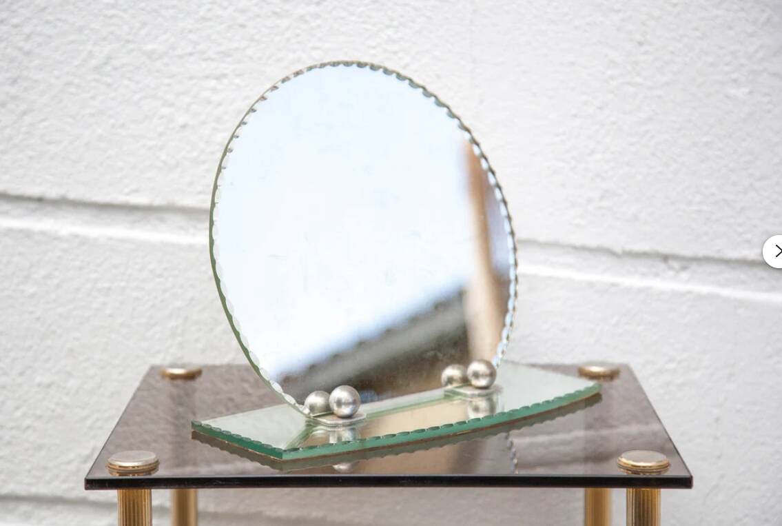 Art deco mirror, table mirror, mirror, vanity mirror, boudoir, beveled mirror, 30's