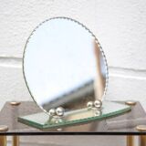 Miroir art déco, miroir à poser, miroir glace, miroir de courtoisie, boudoir, miroir biseauté, 30's