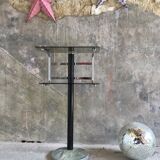 Fifth wheel or sofa end - smoked glasses and marble foot - design 1970