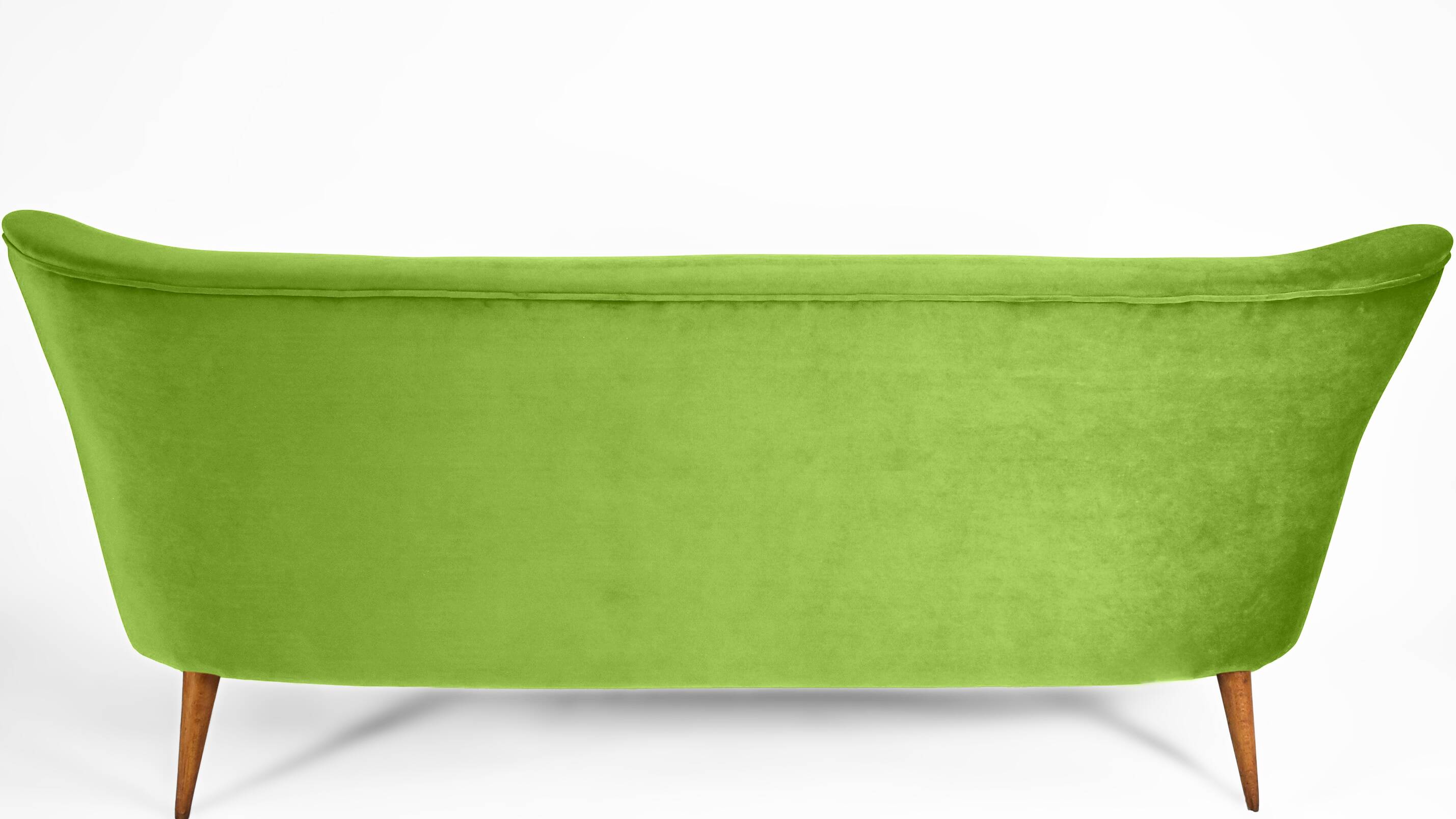 Canapé trois places en velours, années 60, pistache, restauré