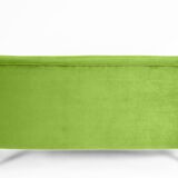 Canapé trois places en velours, années 60, pistache, restauré