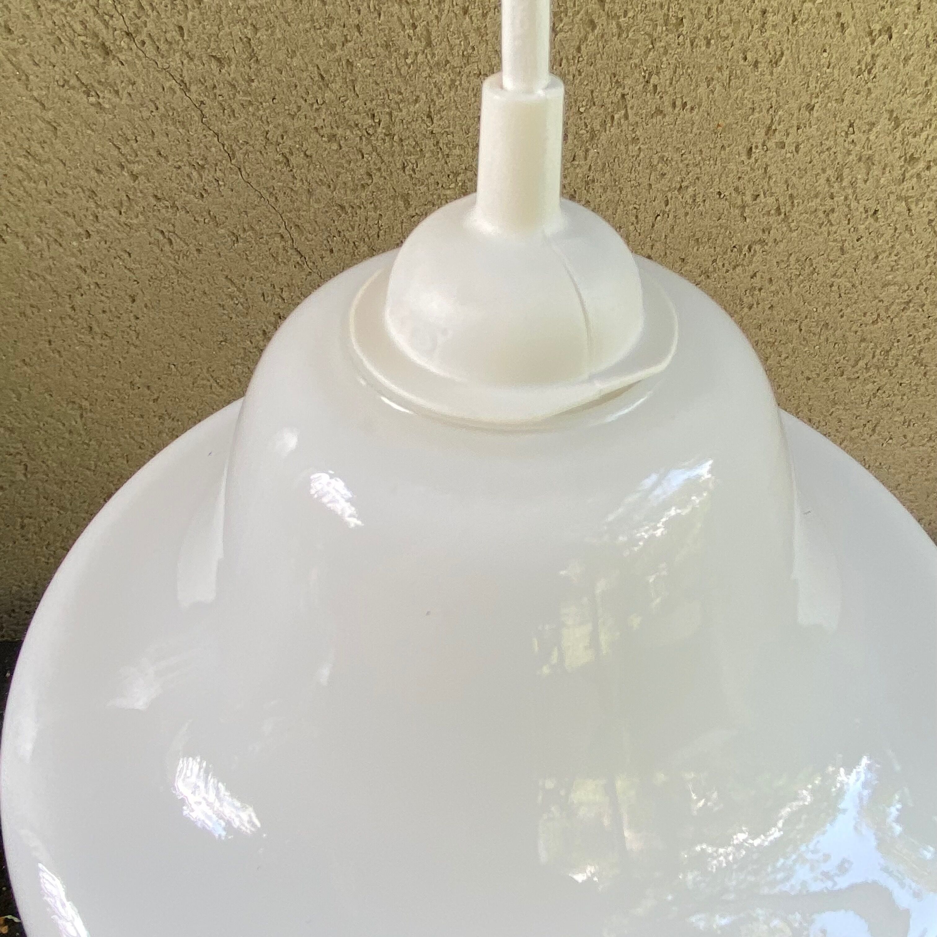 Opaline pendant lamp-Bird decoration-60s