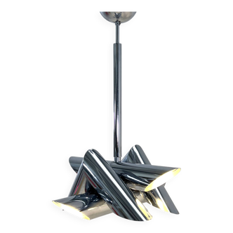 Chrome pendant light by Oscar Torlasco for Stilkronen, 1960