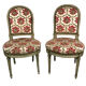 Pair of Louis XVI style chairs, molded beech, gray lacquered. Nineteenth