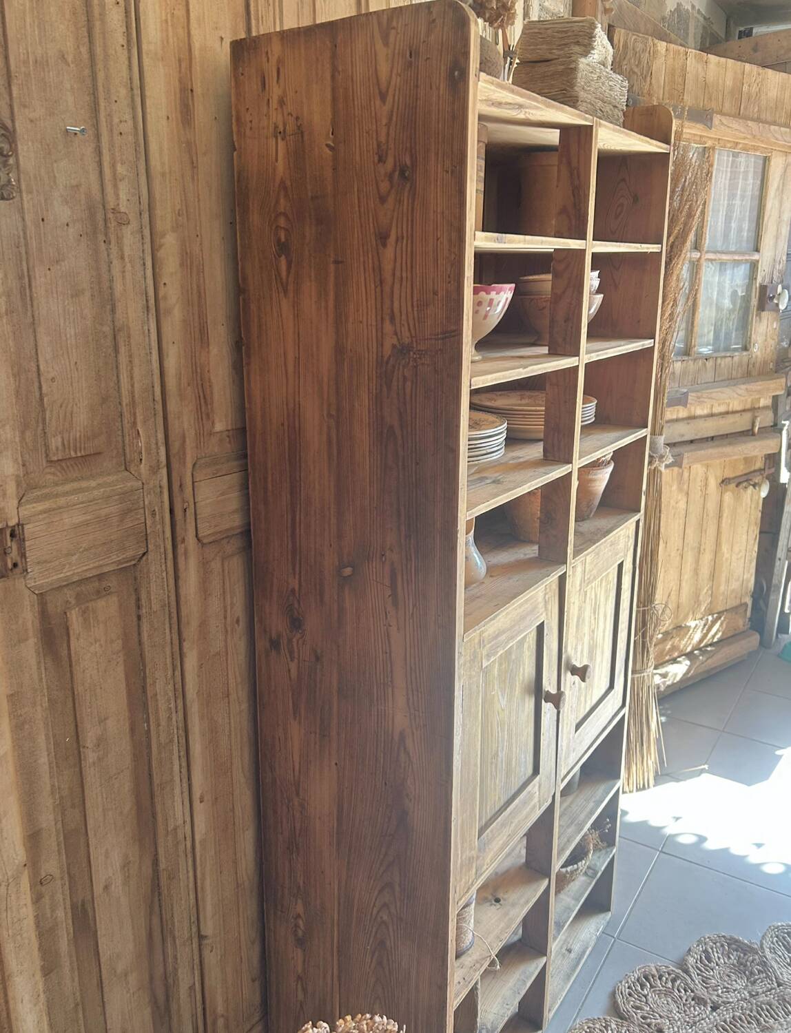 Antique workshop cabinet with compartments and doors