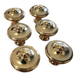 6 Polished Brass Furniture Knobs
