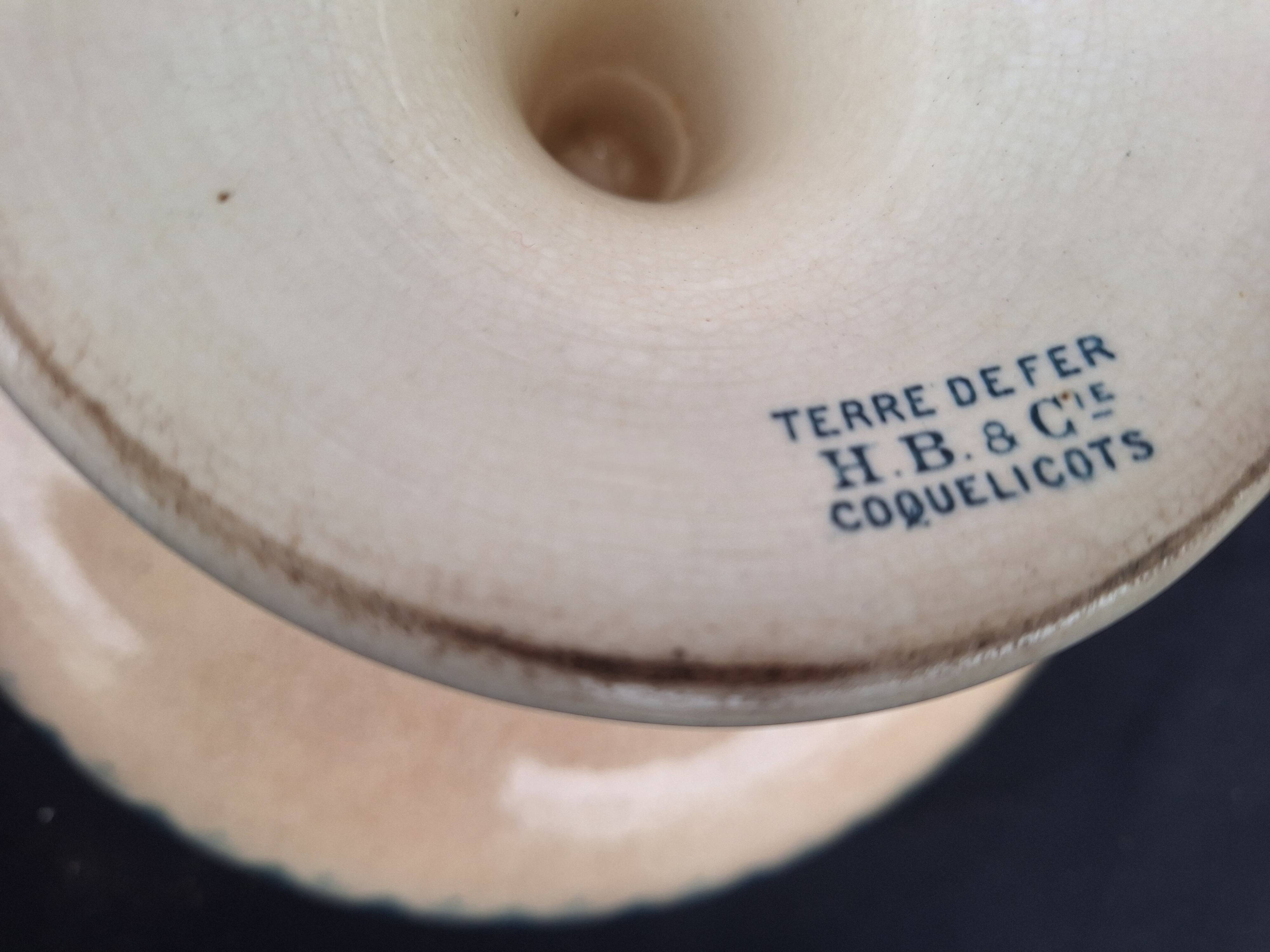 Old Compote Dish Terre de Fer Choisy-Le-Roi H.B. & Cie Poppy Model