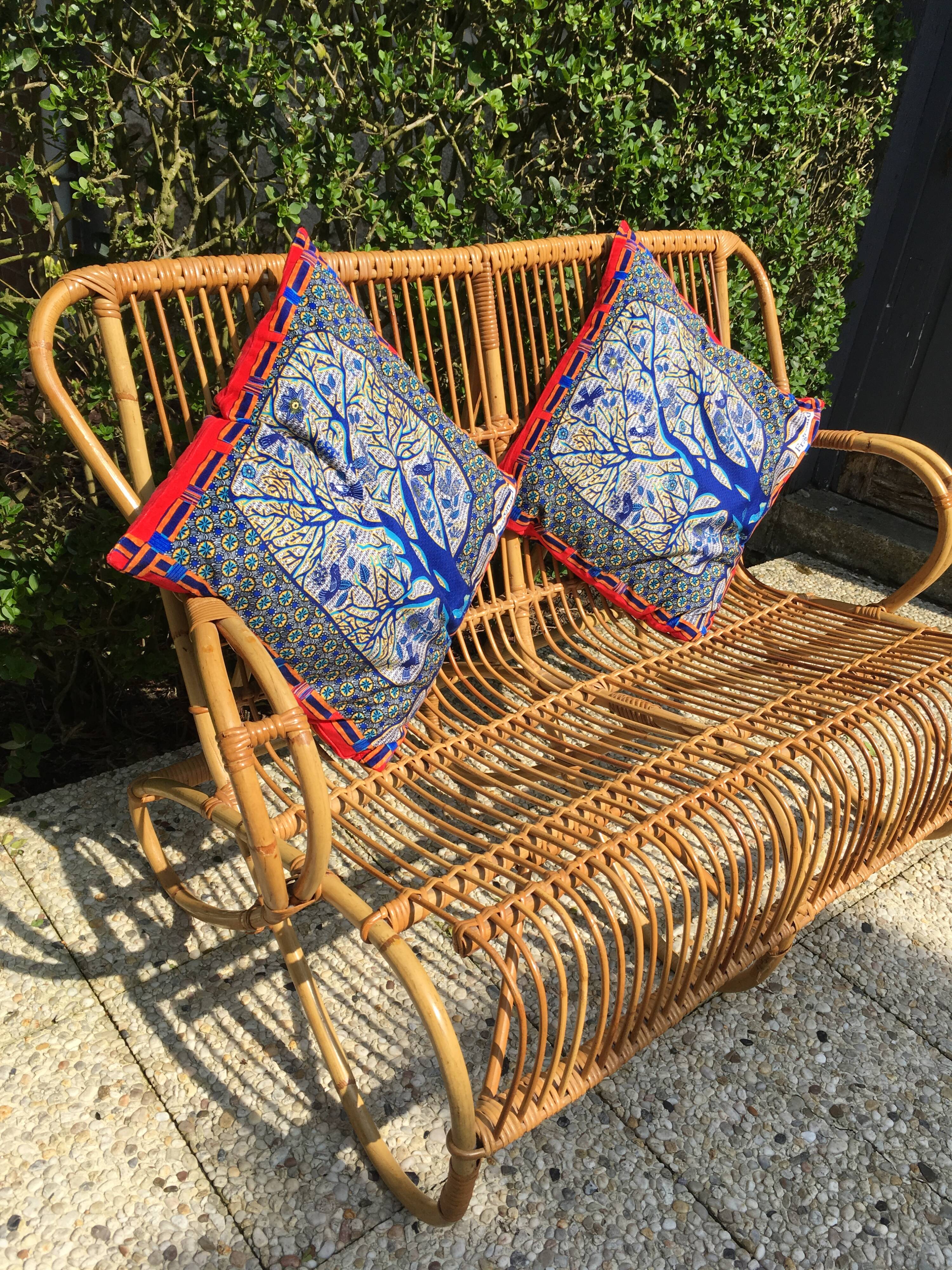 Vintage 60s rattan bench
