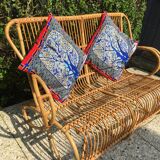 Vintage 60s rattan bench