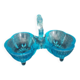 Early 20th century blue molded pressed glass salt cellar