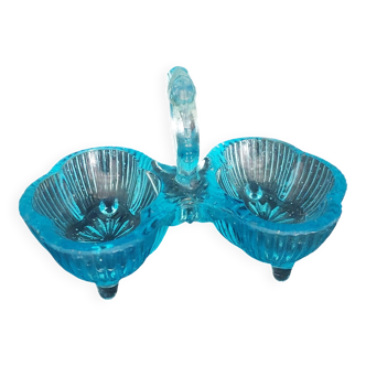 Early 20th century blue molded pressed glass salt cellar