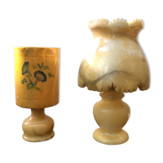 Pair of vintage alabaster lamps