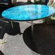 Blue enamelled lava stone coffee table