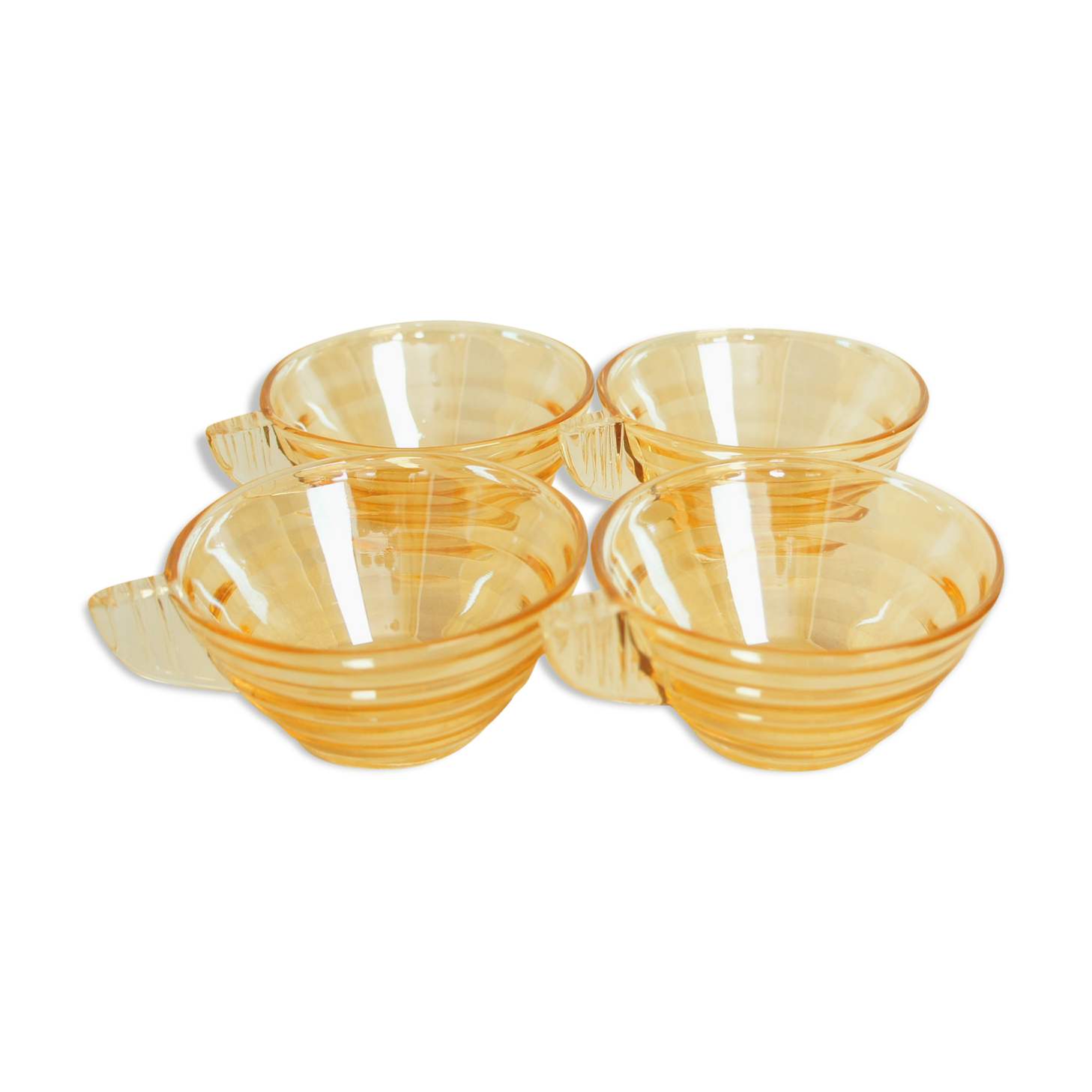 4 cups Art Deco style set in iridescent glass "Gondolo"