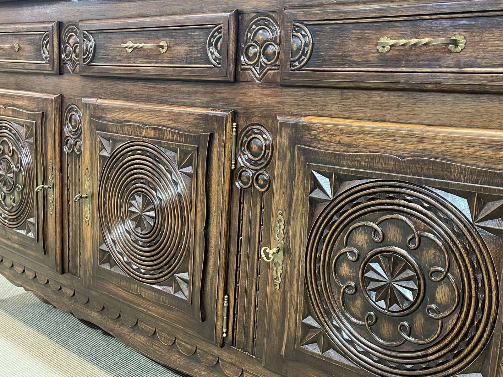 1950s oak sideboard in the style of Robert Micheau Vernez