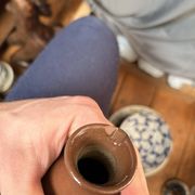 Ancien pichet, cruche, vase en grès marron