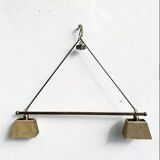 Pendant light with 2 light points in aged billiard-style brass