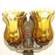 Double Hand Forged Wrought Iron Medieval Style Wall Light with Amber Glass Shade