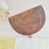 Tabouret tripode en bois massif - porte plante brutaliste