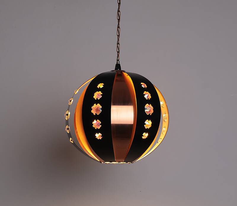 Lampe suspendue en cuivre Werner Schou pour Coronell, années 1960