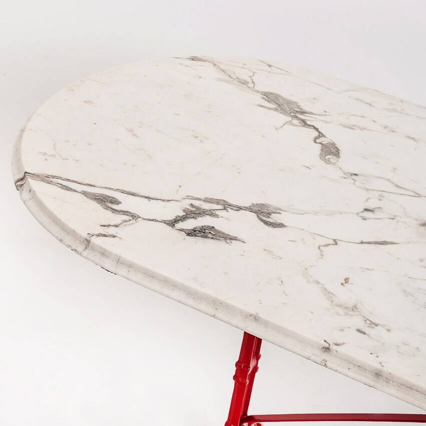 Vintage bistro table. Cast iron and marble. France, 1950s.