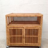 Vintage rattan buffet with wheels