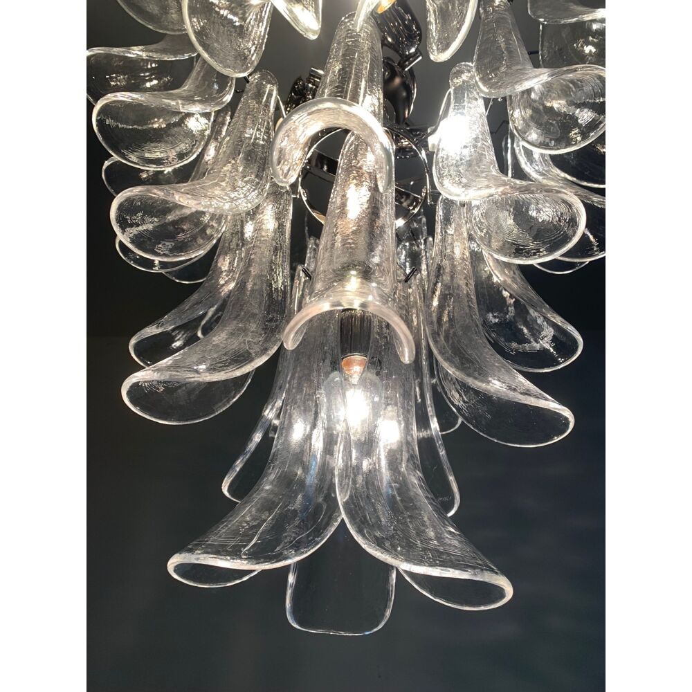 Transparent “selle” murano glass cascade chandelier