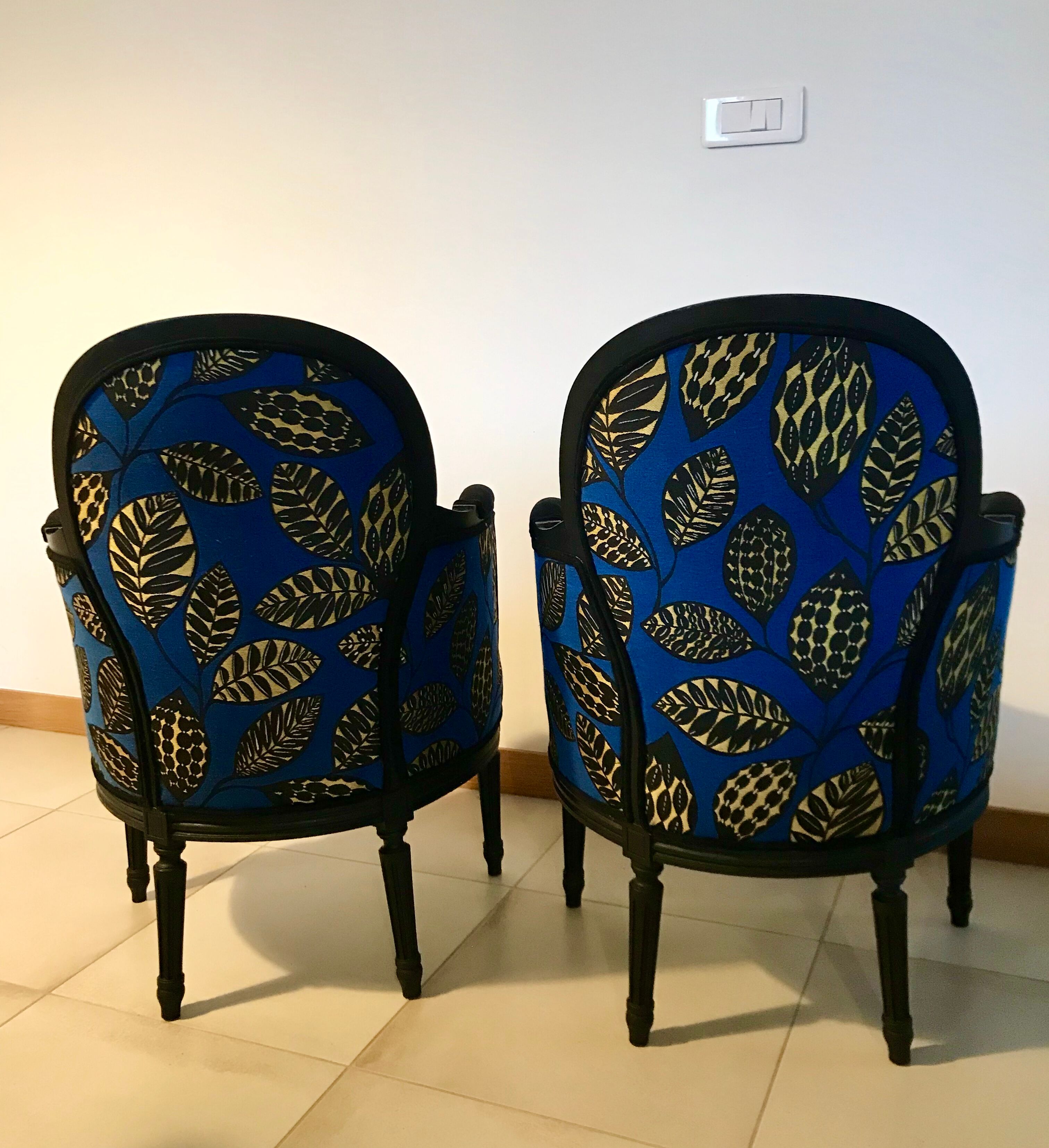 2 fully restored antique bergère armchairs