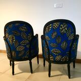 2 fully restored antique bergère armchairs