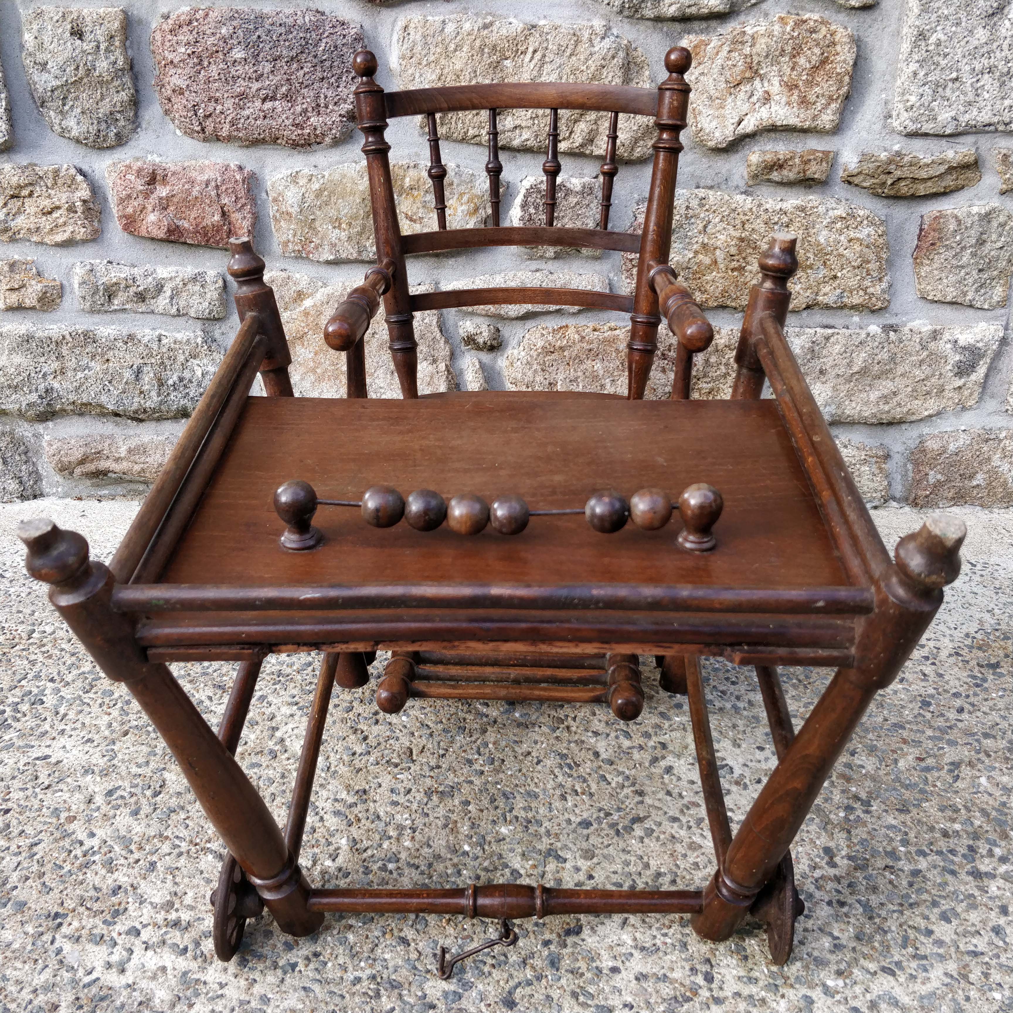 Folding wooden children's high chair