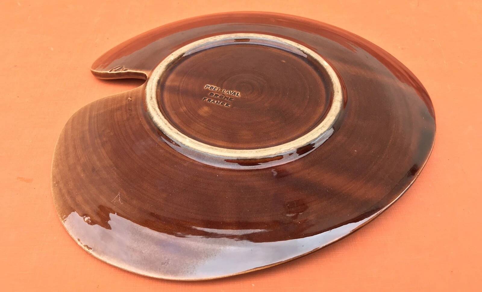 1960s Cheese platter in the shape of a painter's palette Glazed ceramic