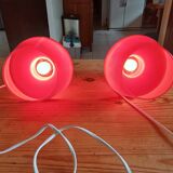 Paire de Lampes Vintage en Opaline Rouge