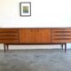 Symmetrical Danish teak sideboard 221cm