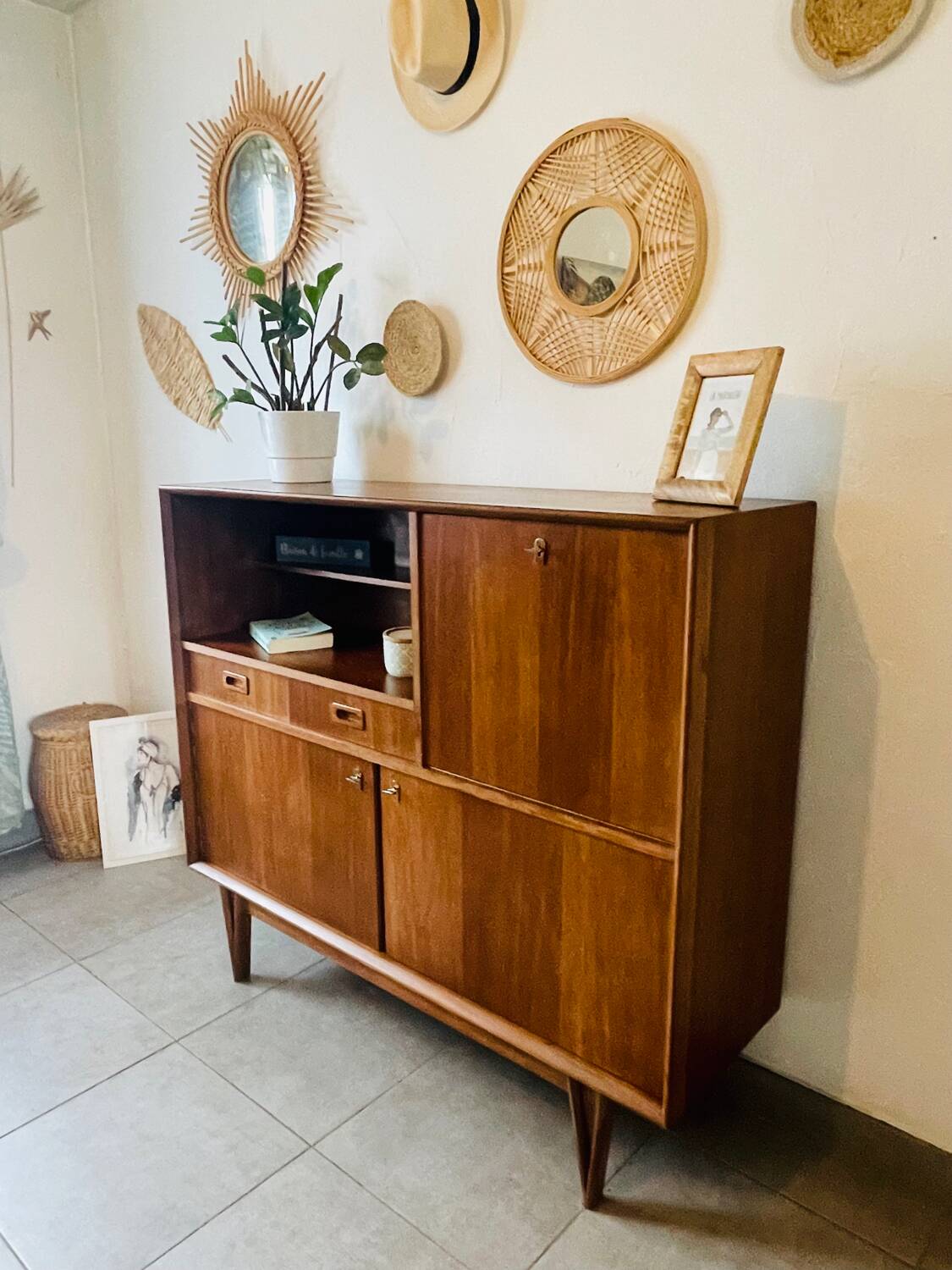 Vintage signed high sideboard / silver dresser